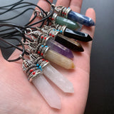 Chakra Stone Point Pendant Quartz Necklace Spiritual Reiki Healing Crystal