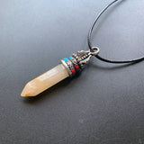 Chakra Stone Point Pendant Quartz Necklace Spiritual Reiki Healing Crystal