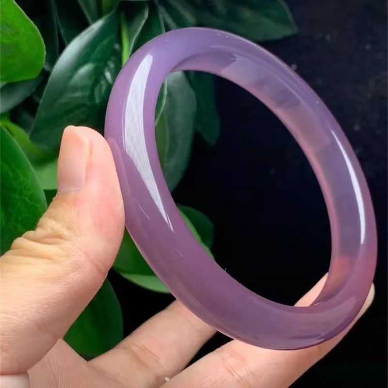Chalcedony Agate Bracelet Violet Litchi Frozen Round Jade Bracelet