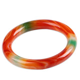 Colorful Chalcedony Agate Round Bar Bracelet Women's Jewelry