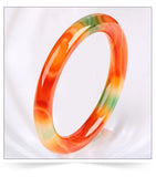 Colorful Chalcedony Agate Round Bar Bracelet Women's Jewelry