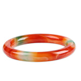 Colorful Chalcedony Agate Round Bar Bracelet Women's Jewelry