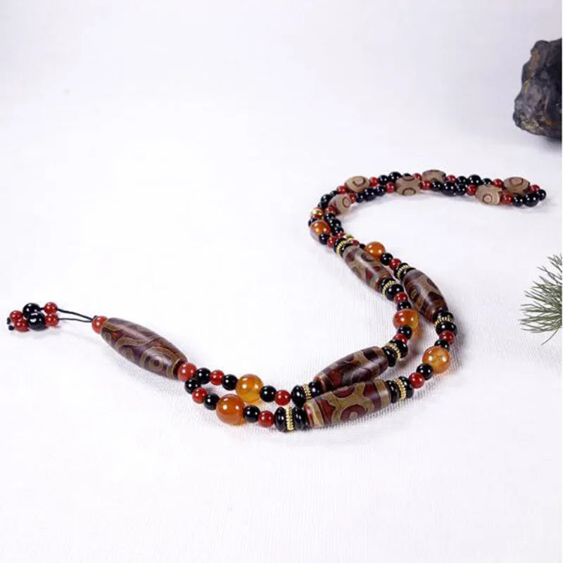 Natural Chalcedony Agate Tian zhu Necklace Three eyes Nine eyes Pendant Jewelry