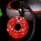 Natural Chalcedony Hand Carved Pixiu Safety Buckle Pendant Jadeite Jewelry