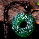 Natural Chalcedony Hand Carved Pixiu Safety Buckle Pendant Jadeite Jewelry