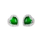 Chalcedony Heart Earrings 925 Silver Romantic Wedding Jewelry