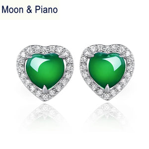 Chalcedony Heart Earrings 925 Silver Romantic Wedding Jewelry