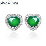 Chalcedony Heart Earrings 925 Silver Romantic Wedding Jewelry