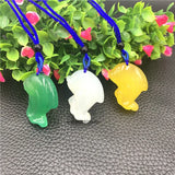 Chalcedony Jade Agate Dolphin Pendant Necklace Amulet Charm