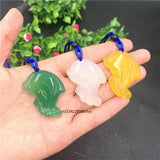 Chalcedony Jade Agate Dolphin Pendant Necklace Amulet Charm