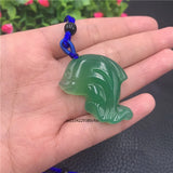 Chalcedony Jade Agate Dolphin Pendant Necklace Amulet Charm