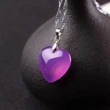 Chalcedony Love Pendant Heart Shaped Agate Necklace
