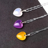 Chalcedony Love Pendant Heart Shaped Agate Necklace
