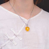 Chalcedony Love Pendant Heart Shaped Agate Necklace