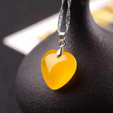 Chalcedony Love Pendant Heart Shaped Agate Necklace