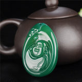 Chalcedony Maitreya Buddha Jade Pendant Lucky Amulet Exorcise Evil Spirits