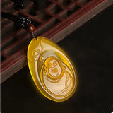 Chalcedony Maitreya Buddha Jade Pendant Lucky Amulet Exorcise Evil Spirits