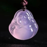 Chalcedony Maitreya Buddha Pendant Necklace Hand-carved Agate Lucky Amulet