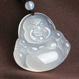 Chalcedony Maitreya Buddha Pendant Necklace Hand-carved Agate Lucky Amulet