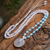 Natural Chalcedony Pendant Lucky Amulet Necklace Sweater Chain