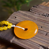Natural Chalcedony Pendant Lucky Amulet Necklace Sweater Chain
