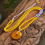 Natural Chalcedony Pendant Lucky Amulet Necklace Sweater Chain