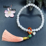 Chalcedony Agate Tassel Bracelet for Men Women Gift