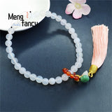 Chalcedony Agate Tassel Bracelet for Men Women Gift