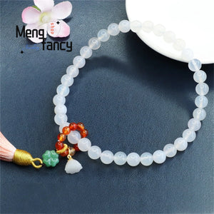 Chalcedony Agate Tassel Bracelet for Men Women Gift