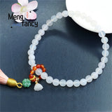 Chalcedony Agate Tassel Bracelet for Men Women Gift