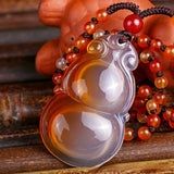 Chalcedony Ruyi Gourd Pendant Necklace Jewelry Gift