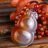 Chalcedony Ruyi Gourd Pendant Necklace Jewelry Gift