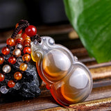 Chalcedony Ruyi Gourd Pendant Necklace Jewelry Gift