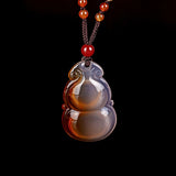Chalcedony Ruyi Gourd Pendant Necklace Jewelry Gift