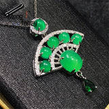 Chalcedony S925 Silver Fan Pendant Charms Jewelry