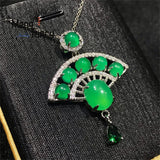 Chalcedony S925 Silver Fan Pendant Charms Jewelry