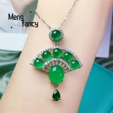 Chalcedony S925 Silver Fan Pendant Charms Jewelry