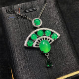 Chalcedony S925 Silver Fan Pendant Charms Jewelry