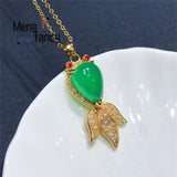 Chalcedony Silver Goldfish Pendant Charms Jewelry Set