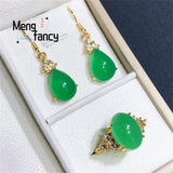 Chalcedony Silver Goldfish Pendant Charms Jewelry Set