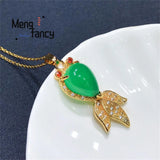 Chalcedony Silver Goldfish Pendant Charms Jewelry Set