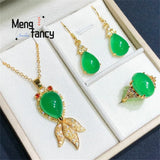 Chalcedony Silver Goldfish Pendant Charms Jewelry Set