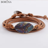 Champagne Titanium Quartz Couples Bracelet Non-leather Wrap Boho Bracelet