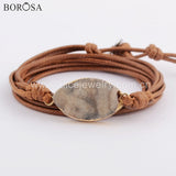 Champagne Titanium Quartz Couples Bracelet Non-leather Wrap Boho Bracelet
