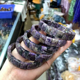 Natural Charoite Stone Beads Bracelet Gemstone Bangle DIY Jewelry for Woman