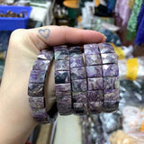 Natural Charoite Stone Beads Bracelet Gemstone Bangle DIY Jewelry for Woman