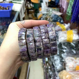 Natural Charoite Stone Beads Bracelet Gemstone Bangle DIY Jewelry for Woman