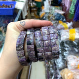 Natural Charoite Stone Beads Bracelet Gemstone Bangle DIY Jewelry for Women