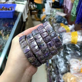 Natural Charoite Stone Beads Bracelet Gemstone Bangle DIY Jewelry for Woman