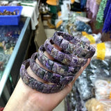 Natural Charoite Stone Beads Bracelet Gemstone Bangle DIY Jewelry for Woman